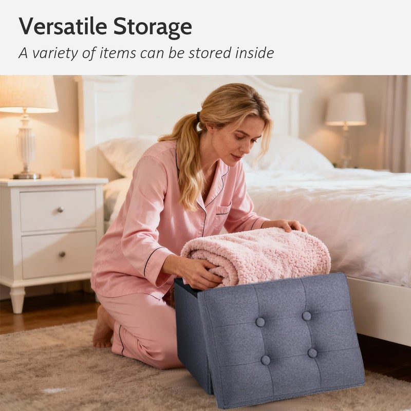 Docvania Ottoman Storage Ottoman Foot Rest Stool Foldable Bench with Storage Student Dormitory Bedroom and Entryway 16 X 12 X 12 - Image 5